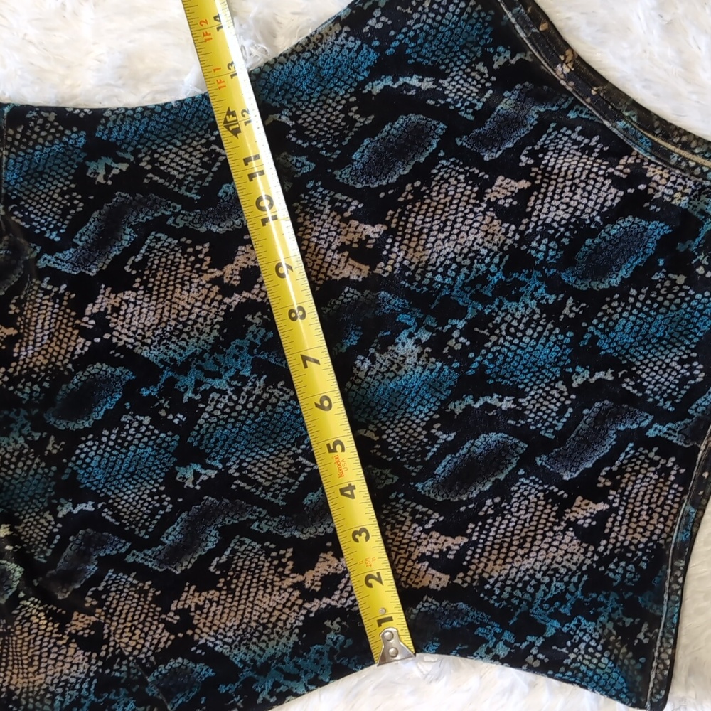 🔴LOWEST! I.AM.GIA Teal Velvet Snakeskin Bodysuit with Thumbholes - Picture 15 of 17